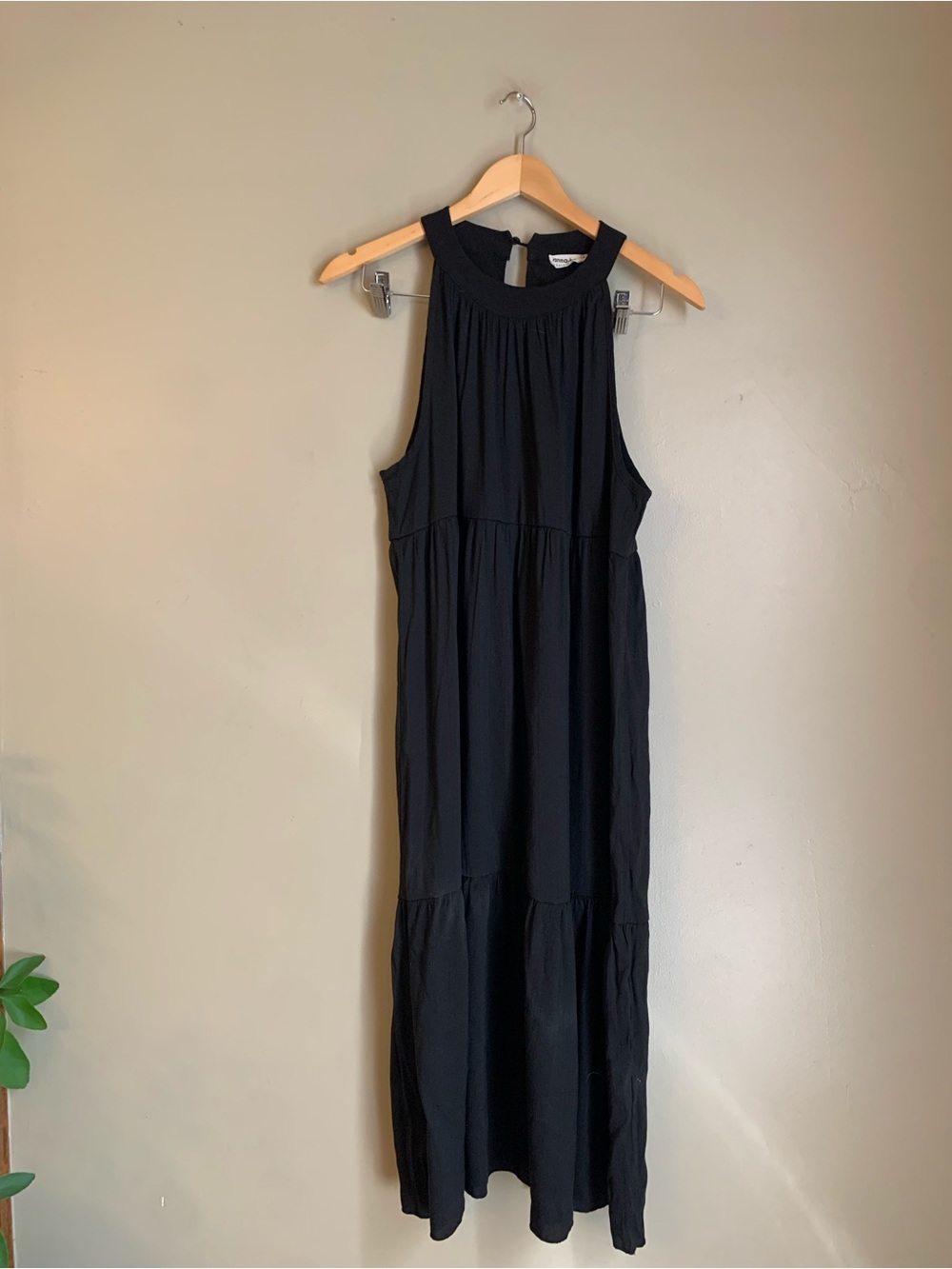 Anna Kaci Dress Black Boho 3 Tiered Midi XL Short Sleeve Summer Vacation Resort
